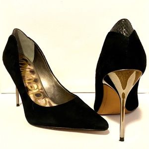 Stunning Sam Edelman black/chrome stiletto heel 9